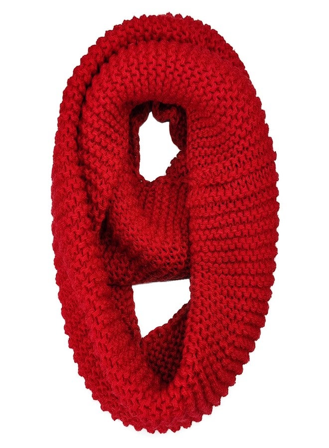 SYAYA Winter Scarf For Women, Chunky Knit Infinity Scarves Warm & Soft for Cold Weather - bufandas para mujer para frio U-S5-W (Red) - Image 1